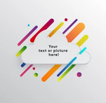 Abstract Textbox shape with trendy neon lines and circles. Illustrazione stock