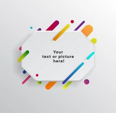 Abstract Textbox shape with trendy neon lines and circles. Illustrazione stock