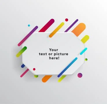 Abstract Textbox shape with trendy neon lines and circles. Stock Illustration