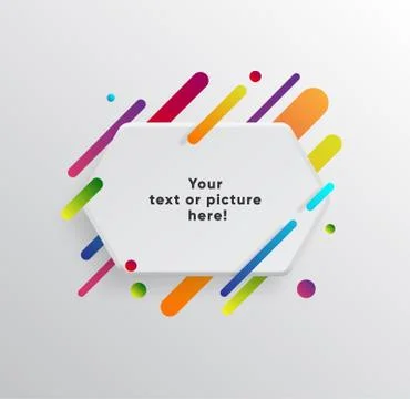 Abstract Textbox shape with trendy neon lines and circles. Illustrazione stock