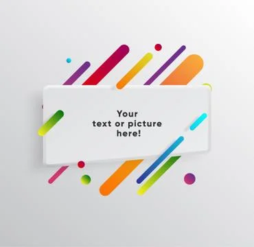 Abstract Textbox shape with trendy neon lines and circles. Stock Illustration