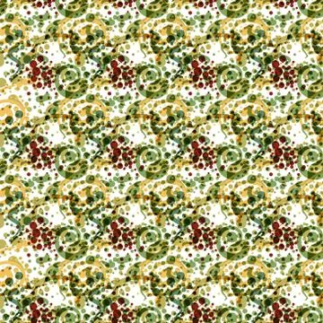 Abstract textile seamless pattern of colored dots in green paisl Illustrazione stock