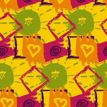 Abstract textile seamless pattern of colorful sketch drawing Stock Illustration