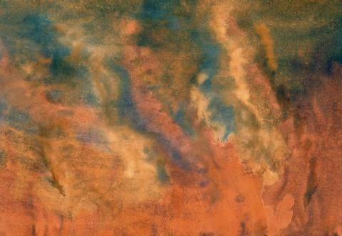Abstract textural background with orange and green paint cracks with yellow.. Stock Photos