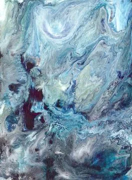 Abstract textural liquid fluid acrylic watercolor blue and gray background Stock Illustration