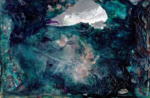 Abstract textural liquid fluid acrylic watercolor blue and gray background Stock Illustration