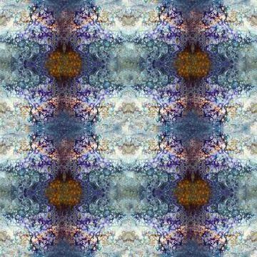 Abstract textural liquid fluid seamless pattern in orange red blue colors Illustrazione stock