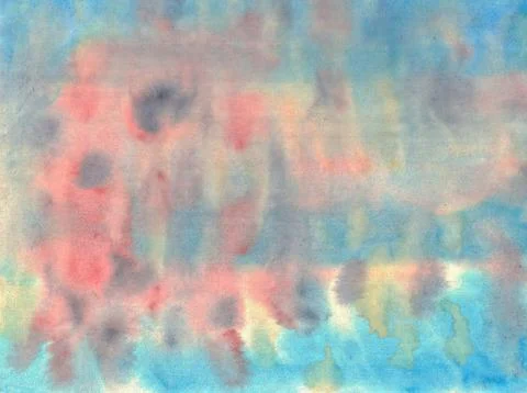Abstract textural paint background with pink, blue and yellow paint streaks w Stock Photos