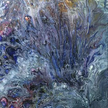 Abstract textural space liquid fluid background in orange red blue turquoise  Stock Illustration