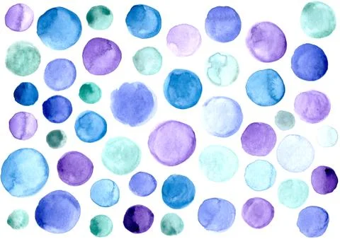 Abstract textural watercolor pattern of multicolored blue green purple circle Illustrazione stock