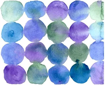 Abstract textural watercolor pattern of multicolored blue green purple circle Stock Illustration