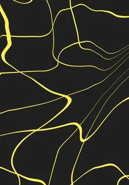 Abstract texture background for design, curved yellow lines on a black Stock Illustration