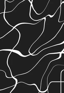 Abstract texture background for design, curved white lines on a black background Stock Illustration