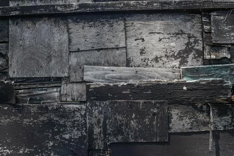 Abstract Texture Background of Weathered and Repaired Wooden Wall Surface 스톡 사진