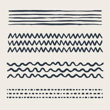 Abstract texture brushes set. Various doodle brushes in vintage style with Stock Illustration