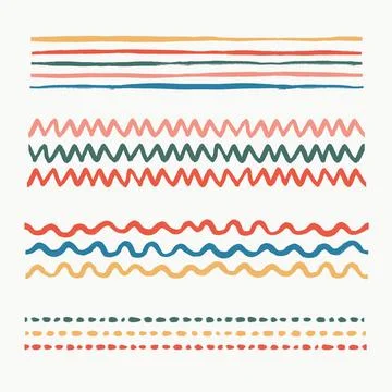 Abstract texture brushes set. Various doodle brushes in vintage style with Stock Illustration