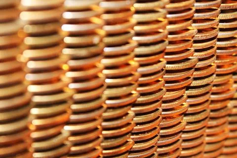 Abstract texture of coins defocus Foto stock