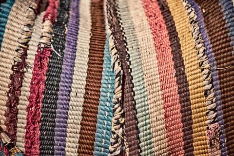 Abstract texture of a colorful blanket patchwork Stock Photos