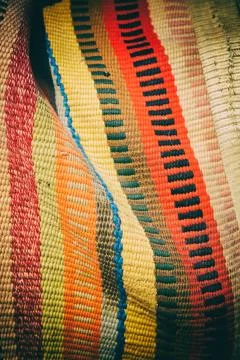 Abstract texture of a colorful blanket patchwork Stock Photos