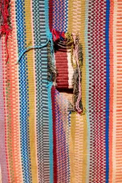 Abstract texture of a colorful blanket patchwork Foto stock