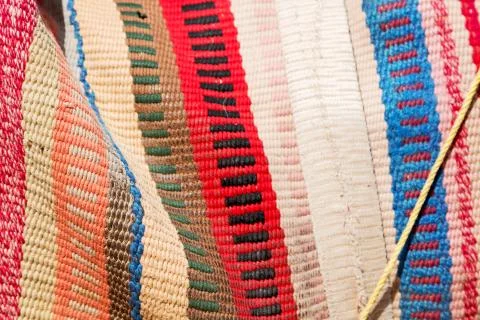 Abstract texture of a colorful blanket patchwork Stock Photos