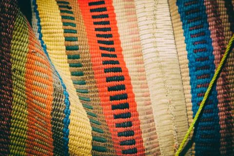 Abstract texture of a colorful blanket patchwork Stock Photos