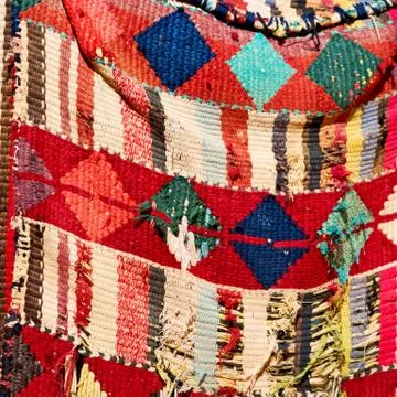 Abstract texture of a colorful blanket patchwork Stock Photos