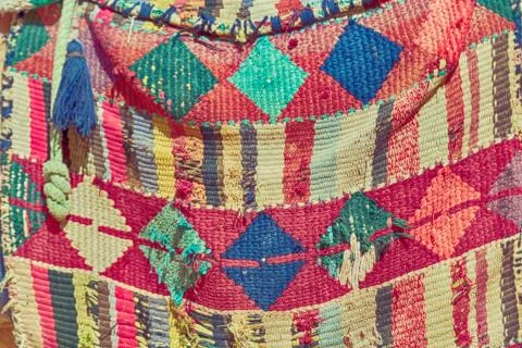 Abstract texture of a colorful blanket patchwork Stock Photos