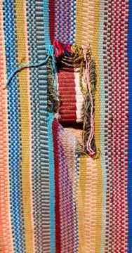 Abstract texture of a colorful blanket patchwork Stock Photos