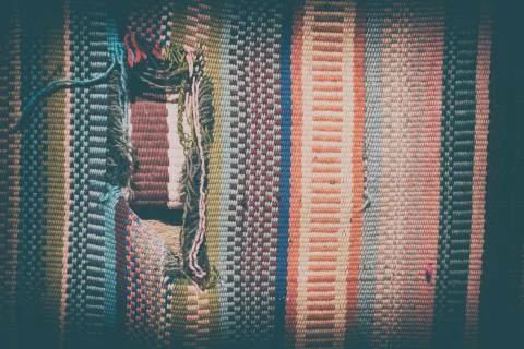 Abstract texture of a colorful blanket patchwork Stock Photos