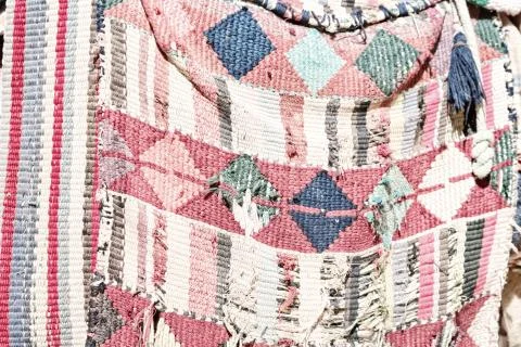 Abstract texture of a colorful blanket patchwork Stock Photos