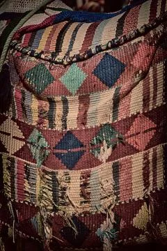 Abstract texture of a colorful blanket patchwork Stock Photos