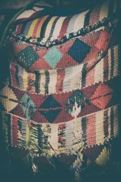 Abstract texture of a colorful blanket patchwork Foto stock