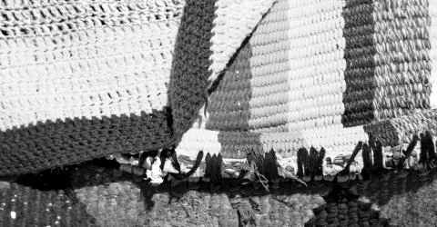 Abstract texture of a colorful blanket patchwork Stock Photos