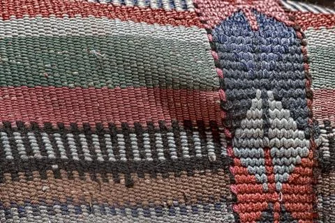 Abstract texture of a colorful blanket patchwork Stock Photos