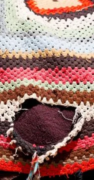 Abstract texture of a colorful blanket patchwork Stock Photos