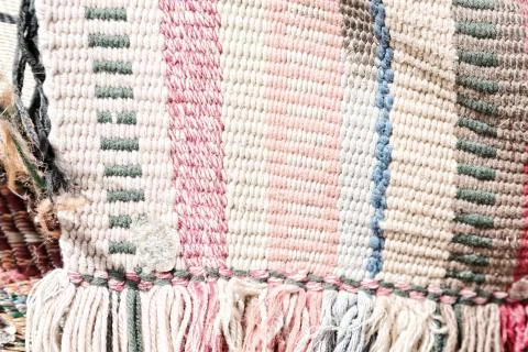 Abstract texture of a colorful blanket patchwork Stock Photos