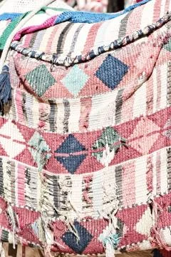 Abstract texture of a colorful blanket patchwork Stock Photos