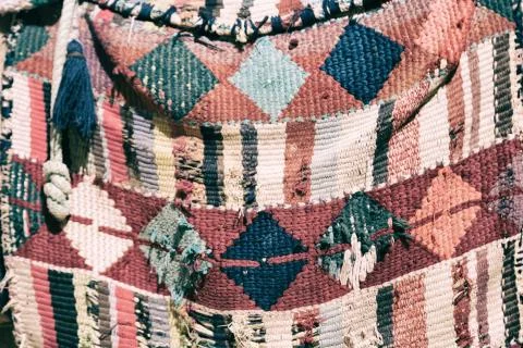 Abstract texture of a colorful blanket patchwork Stock Photos