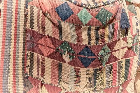 Abstract texture of a colorful blanket patchwork Stock Photos