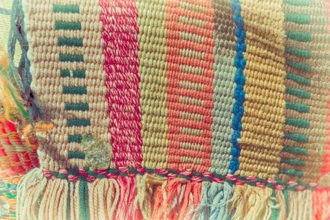 Abstract texture of a colorful blanket patchwork Stock Photos