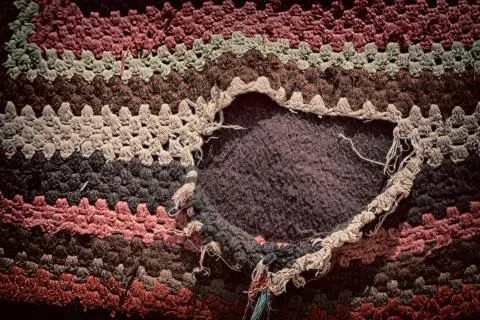 Abstract texture of a colorful blanket patchwork Stock Photos