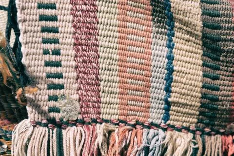 Abstract texture of a colorful blanket patchwork Foto stock