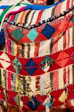 Abstract texture of a colorful blanket patchwork Stock Photos