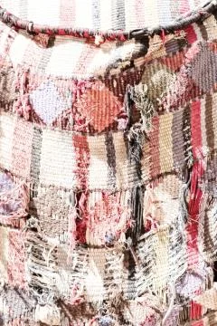 Abstract texture of a colorful blanket patchwork Stock Photos