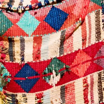 Abstract texture of a colorful blanket patchwork Stock Photos