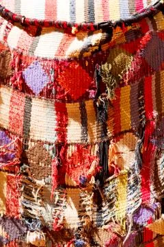 Abstract texture of a colorful blanket patchwork Stock Photos