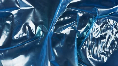 Abstract texture of crumpled blue plastic film Stock Footage 340580957