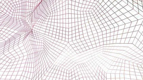 Abstract texture with curving 3d grid. Design. Cyber mesh with moving geometric Stock Illustration