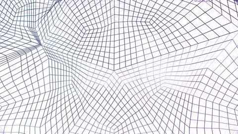 Abstract texture with curving 3d grid. Design. Cyber mesh with moving geometric Stock Illustration